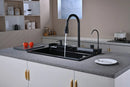 Black Granite Multifunctional Kitchen Sink with Double Waterfall