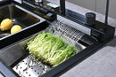 Black Granite Multifunctional Kitchen Sink with Double Waterfall