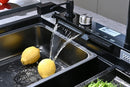 Black Granite Multifunctional Kitchen Sink with Double Waterfall