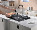 Matte Black Multifunctional Kitchen Sink with Double Waterfall