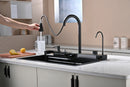 Matte Black Multifunctional Kitchen Sink with Double Waterfall
