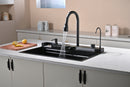 Matte Black Multifunctional Kitchen Sink with Double Waterfall