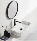 White Marble Effect Bathroom Basin