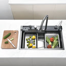 Multifunctional Kitchen Sink with Double Waterfall Feature