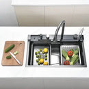 Multifunctional Kitchen Sink with Double Waterfall Feature