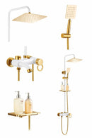 Rainfall Shower System with Storage Shelf – Gold Finish